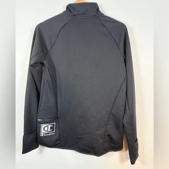 Champion Black Quarter-Zip Pullover Long Sleeve Top Size S - Picture 6 of 10